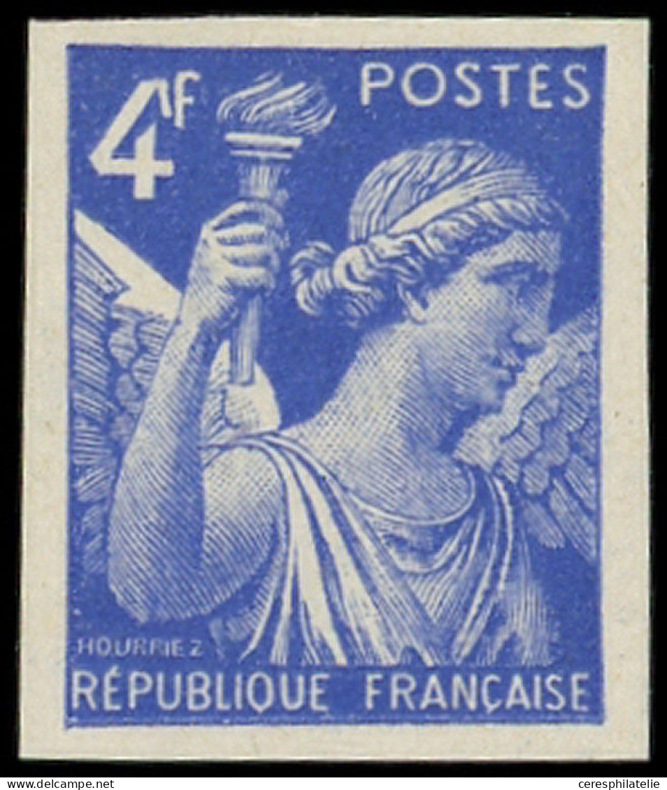 ** VARIETES - 656a  Iris,  4f. Bleu, Variété 4 CROCHET, Non Dentelé, R Et TB - Unused Stamps