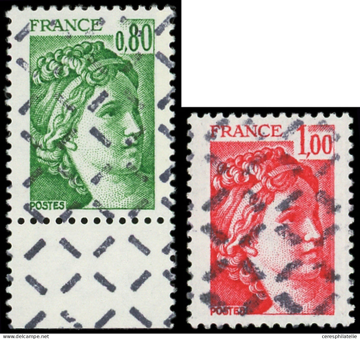 VARIETES - 1970 Et 1972 Sabine, 0,80 Vert Et 1,00 Rouge, ANNULATION Des Rebuts, TB - Used Stamps