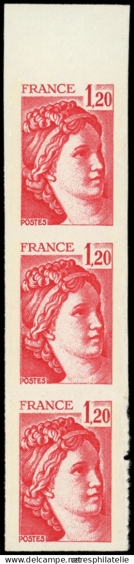 ** VARIETES - 1974   Sabine, 1,20 Rouge, NON DENTELE De La RGR, Bande Verticale De 3 Bdf, RR Et TB. J - Ongebruikt