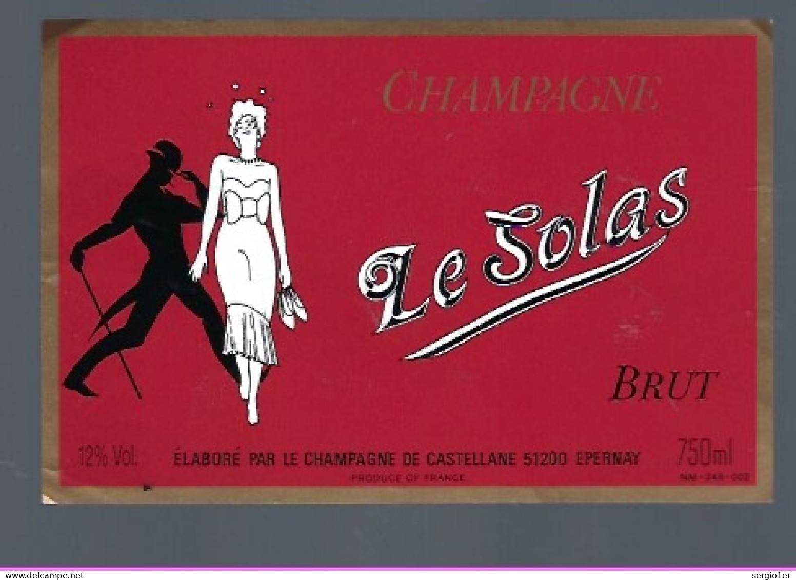 Etiquette Champagne Brut  Le Solas  De Castellane Epernay Marne 51 " Femme, Homme" - Champagner