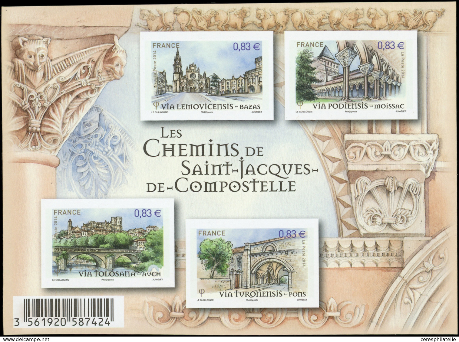 ** VARIETES - F4838a St Jacques De Compostelle 2014, NON DENTELE (avec Bandes Phospho), TB - Unused Stamps