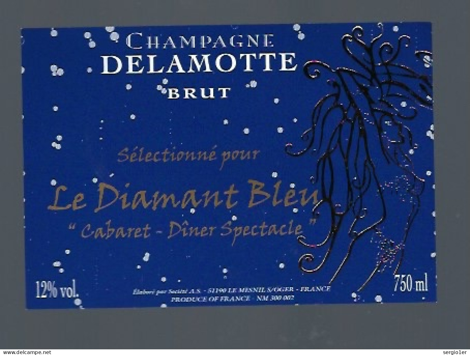 Etiquette Champagne Brut  Le Diamant Bleu  Le Mesnil Sur Oger Marne 51 " Femme" - Champagne