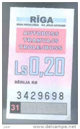 Latvia, Riga: One-way Tram, Trolleybus And Bus Ticket - Europa