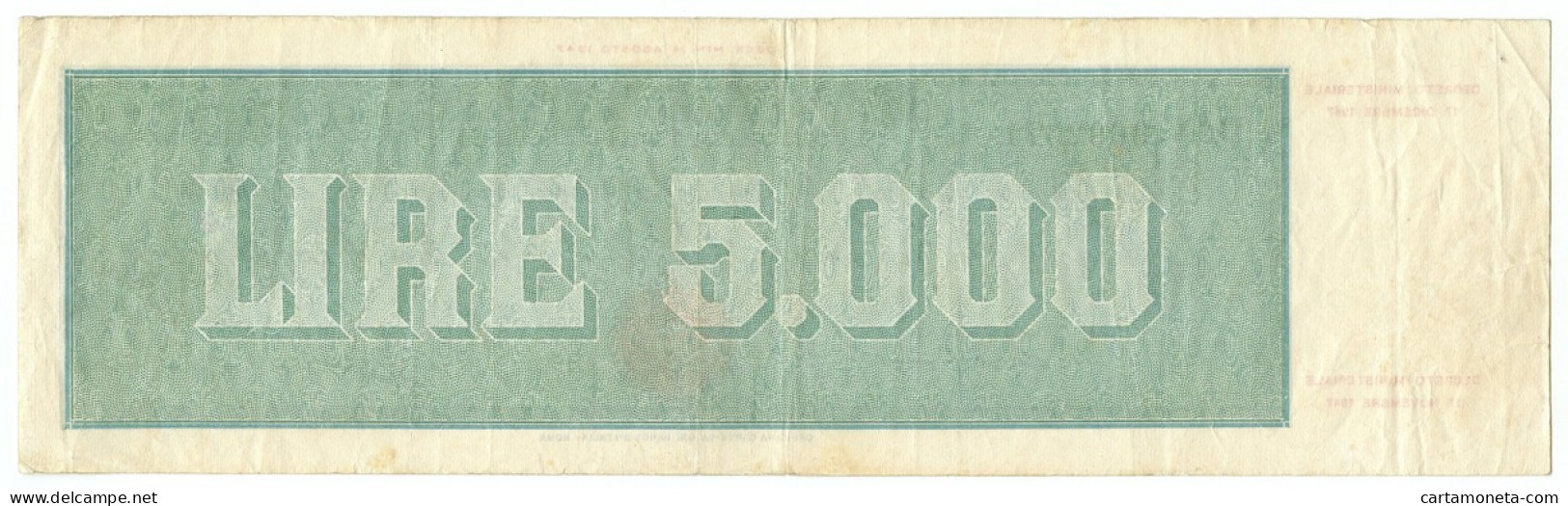 5000 LIRE TITOLO PROVVISORIO MEDUSA REPUBBLICA ITALIANA 17/12/1947 BB/BB+ - Autres & Non Classés