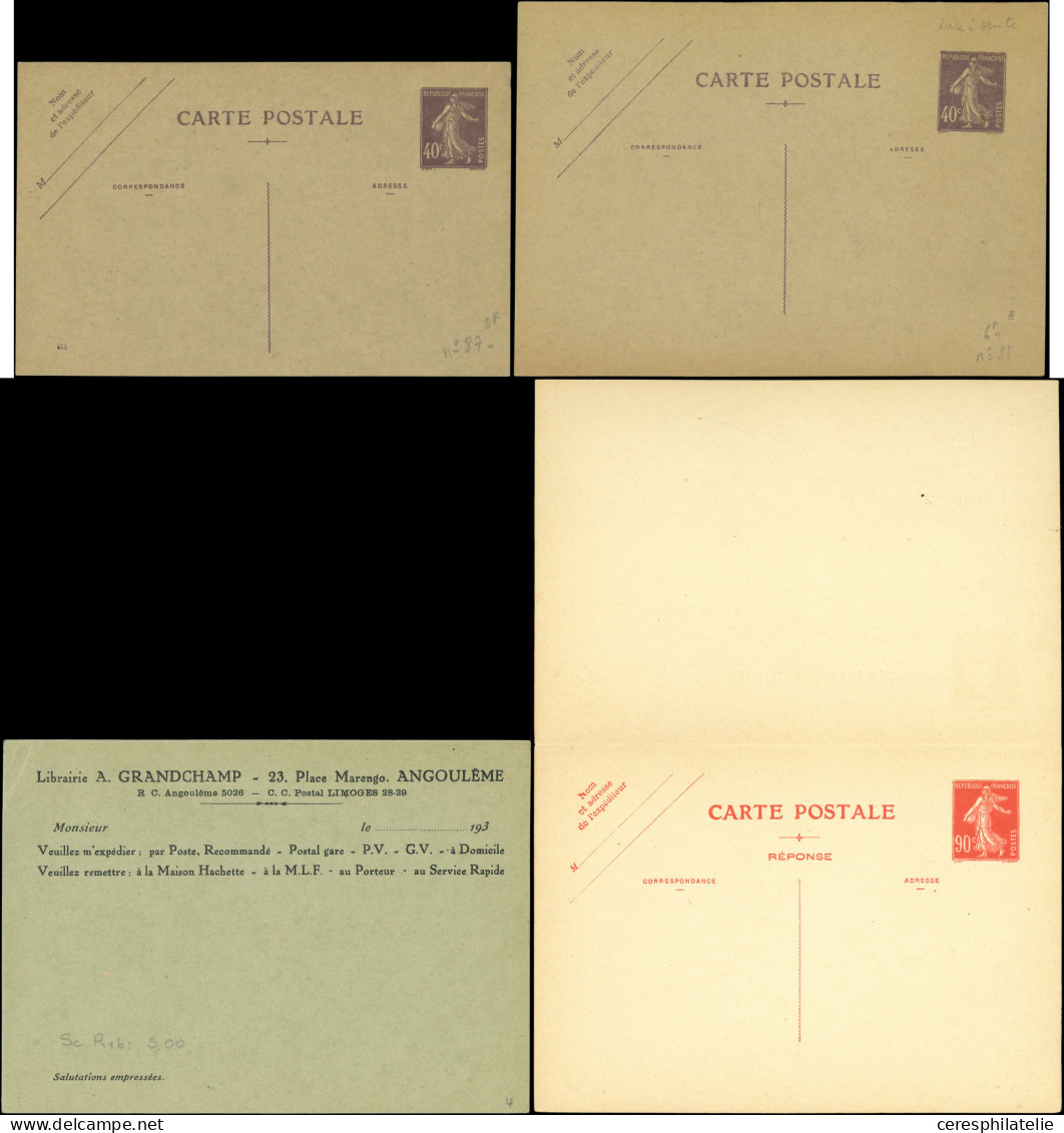 Let ENTIERS POSTAUX - Semeuse Camée, Lot De 14 Entiers Neufs, TB, Cote Yvert 342 - Altri & Non Classificati