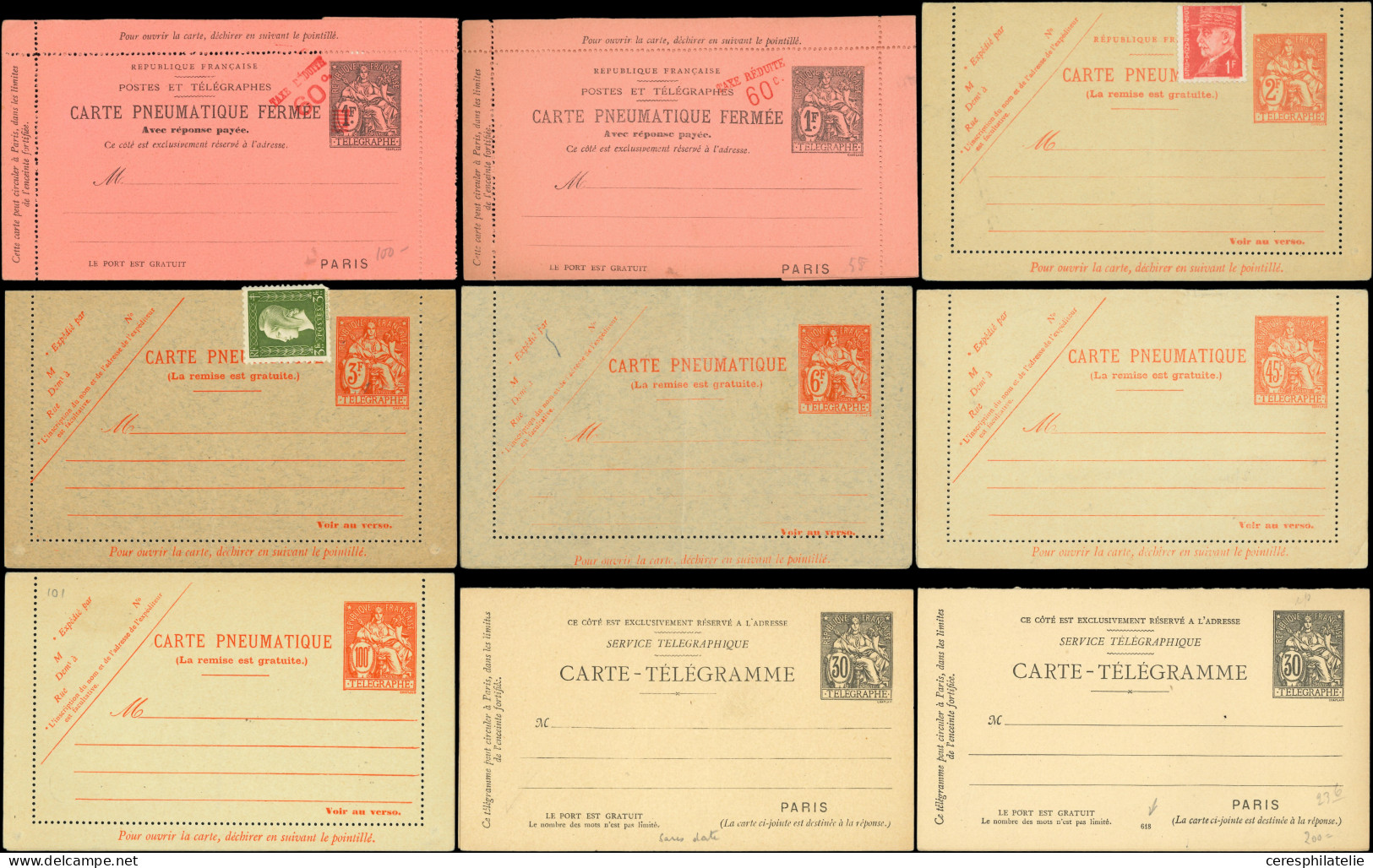 Let ENTIERS POSTAUX - Chaplain, 26 Entiers Neufs, Tous Différents, TB, Cote Yvert 819 - Pneumatiques