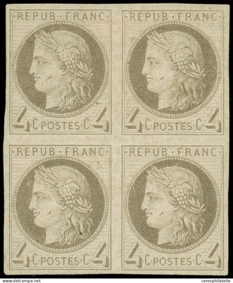 ** Colonies Générales - 16    4c. Gris, BLOC De 4, ESSAI Avec "coup De Burin" Sur La Joue, La Paire Sup. *, TTB - Otros & Sin Clasificación