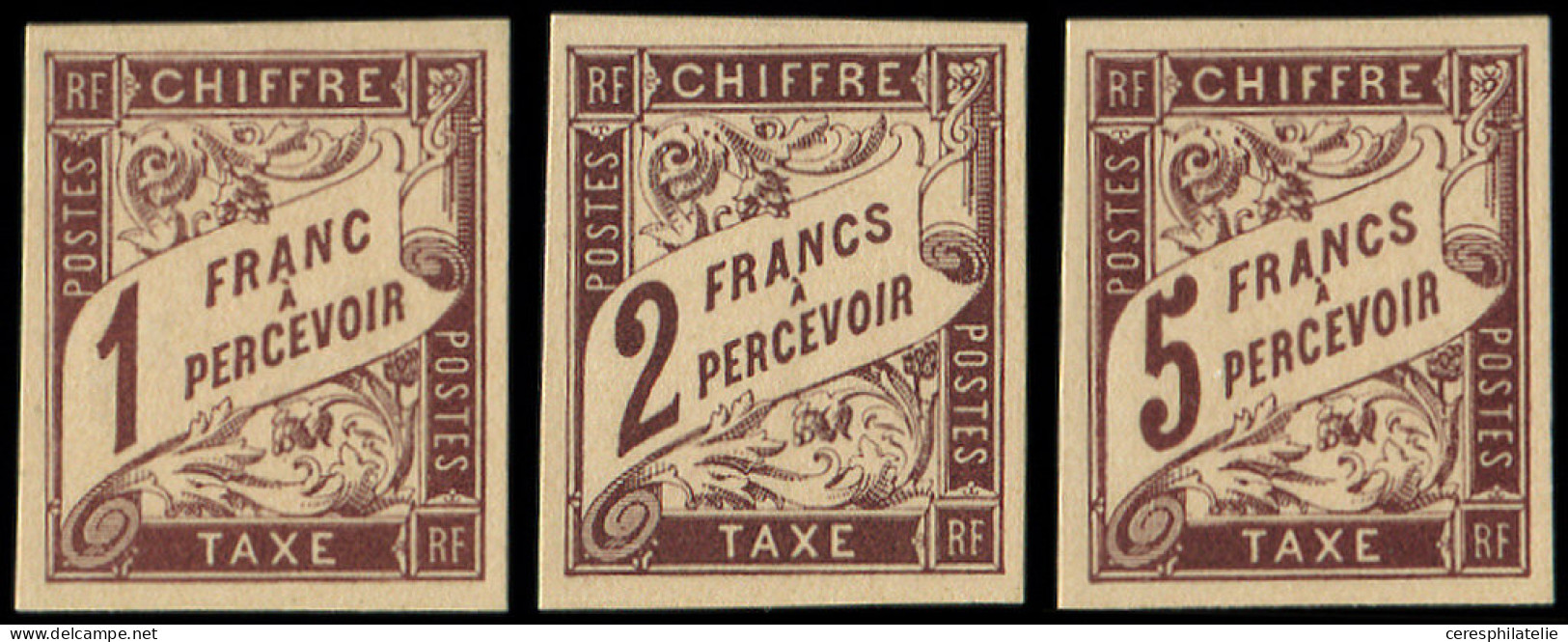 (*) Taxe 15/17 : 1f., 2f. Et 5f. Marron, NON DENTELES Sur Bristol, TB - Postage Due