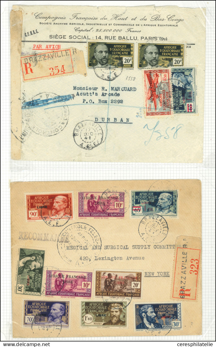 Let A.E.F. 4 Lettres Affr. Timbres Surch. FRANCE LIBRE Dont 3 Rec., TB - Sonstige & Ohne Zuordnung