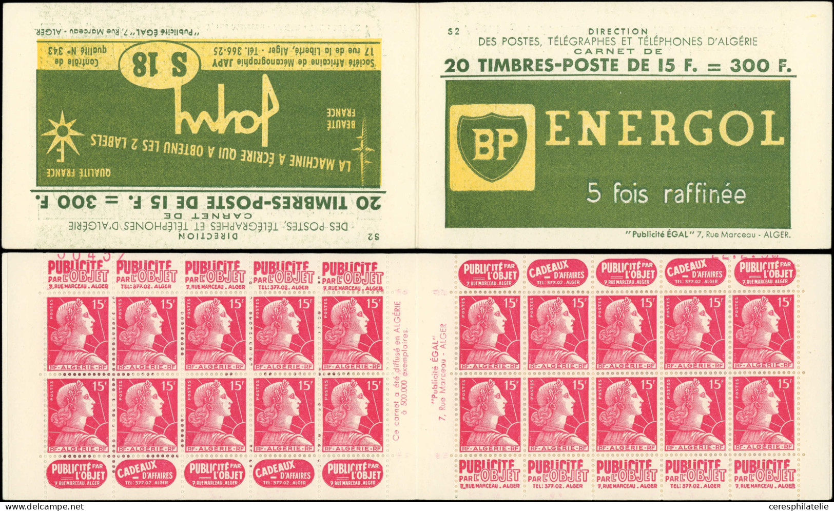 ALGERIE Carnet C329b-1 : 15f. Rose, S. 2, BP ENERGOL/JAPY, Daté (partiel), TB - Sonstige & Ohne Zuordnung