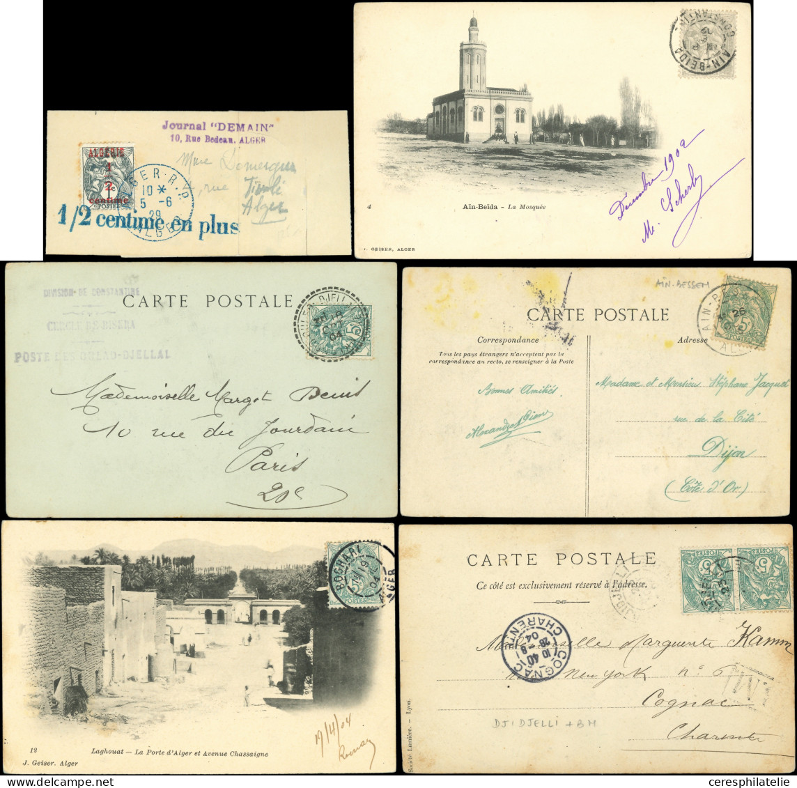 Let ALGERIE Lot De 21 Documents Divers Affr. Au Type Blanc, Oblitérations Différentes, TB - Other & Unclassified