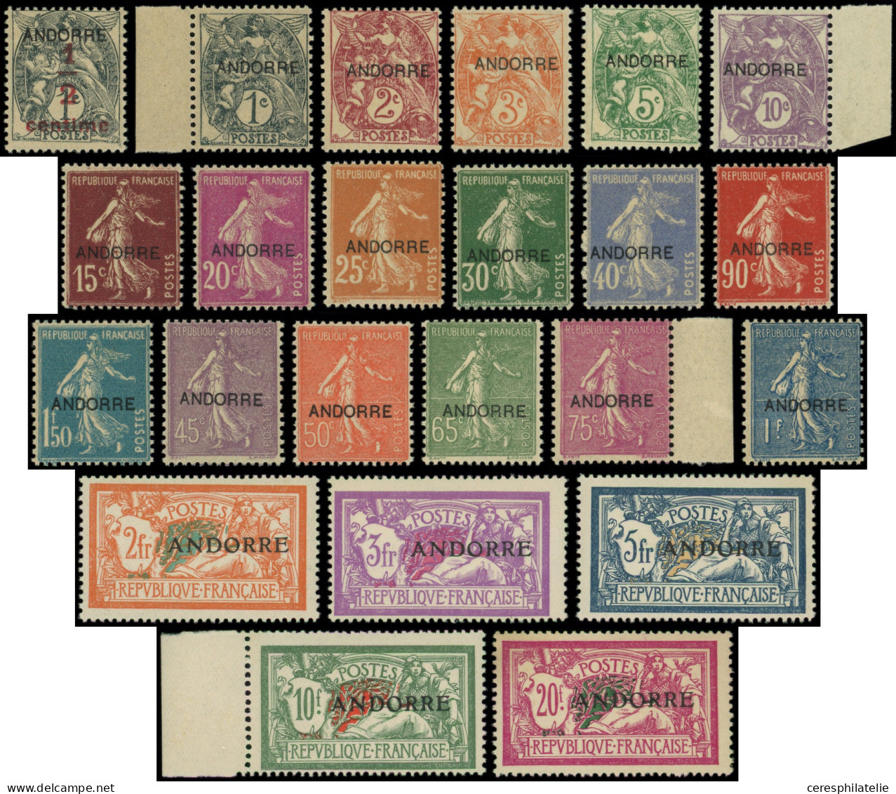 ** ANDORRE 1/23 : Première Série, 23 Valeurs, TB - Unused Stamps