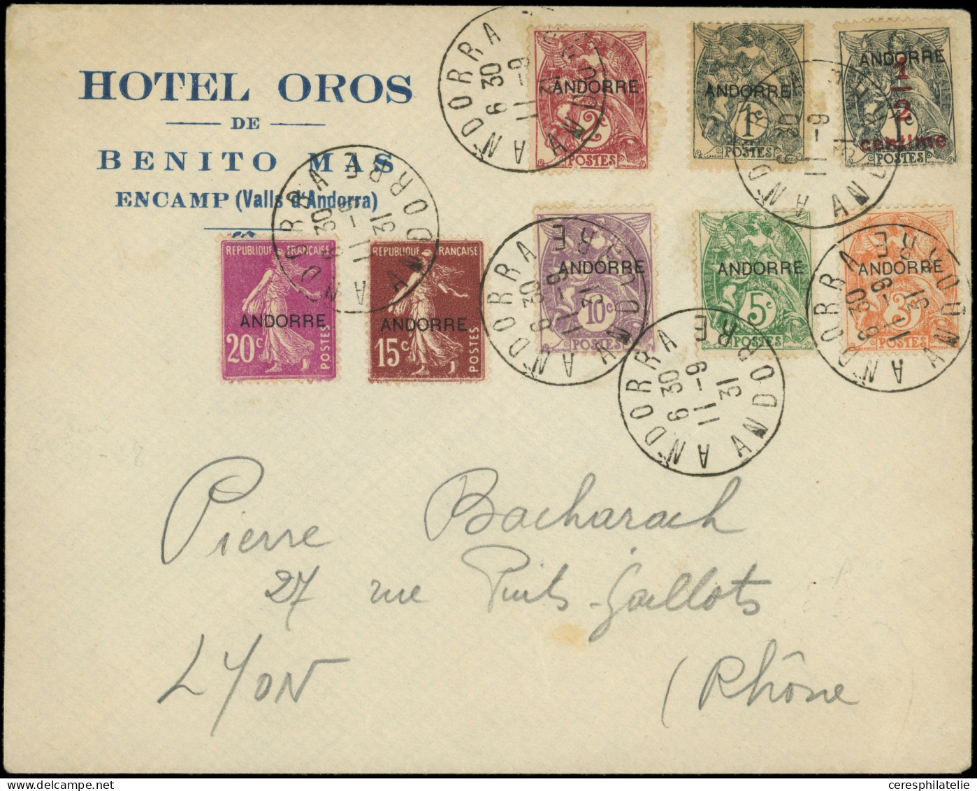 Let ANDORRE 1/8 Obl. Andorre 11/9/31 S. Env., TB - Lettres & Documents