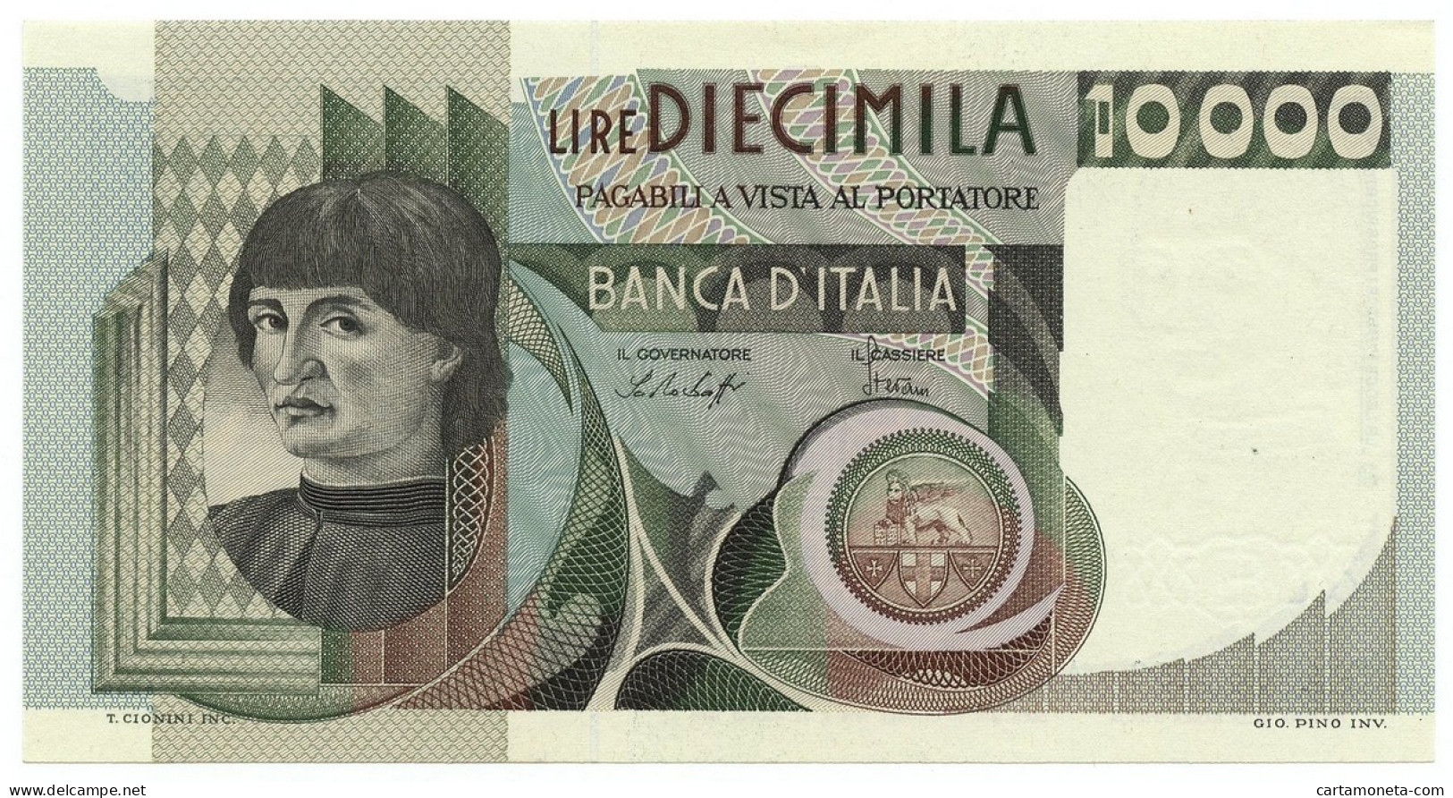 10000 LIRE RITRATTO D'UOMO A MEZZOBUSTO ANDREA DEL CASTAGNO 30/10/1976 QFDS - Autres & Non Classés