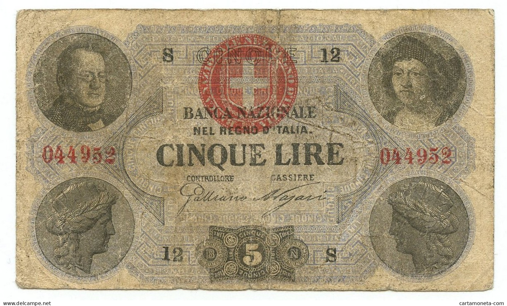 5 LIRE BANCA NAZIONALE NEL REGNO D'ITALIA NUOVO TIPO 30/10/1867 BB- - Other & Unclassified