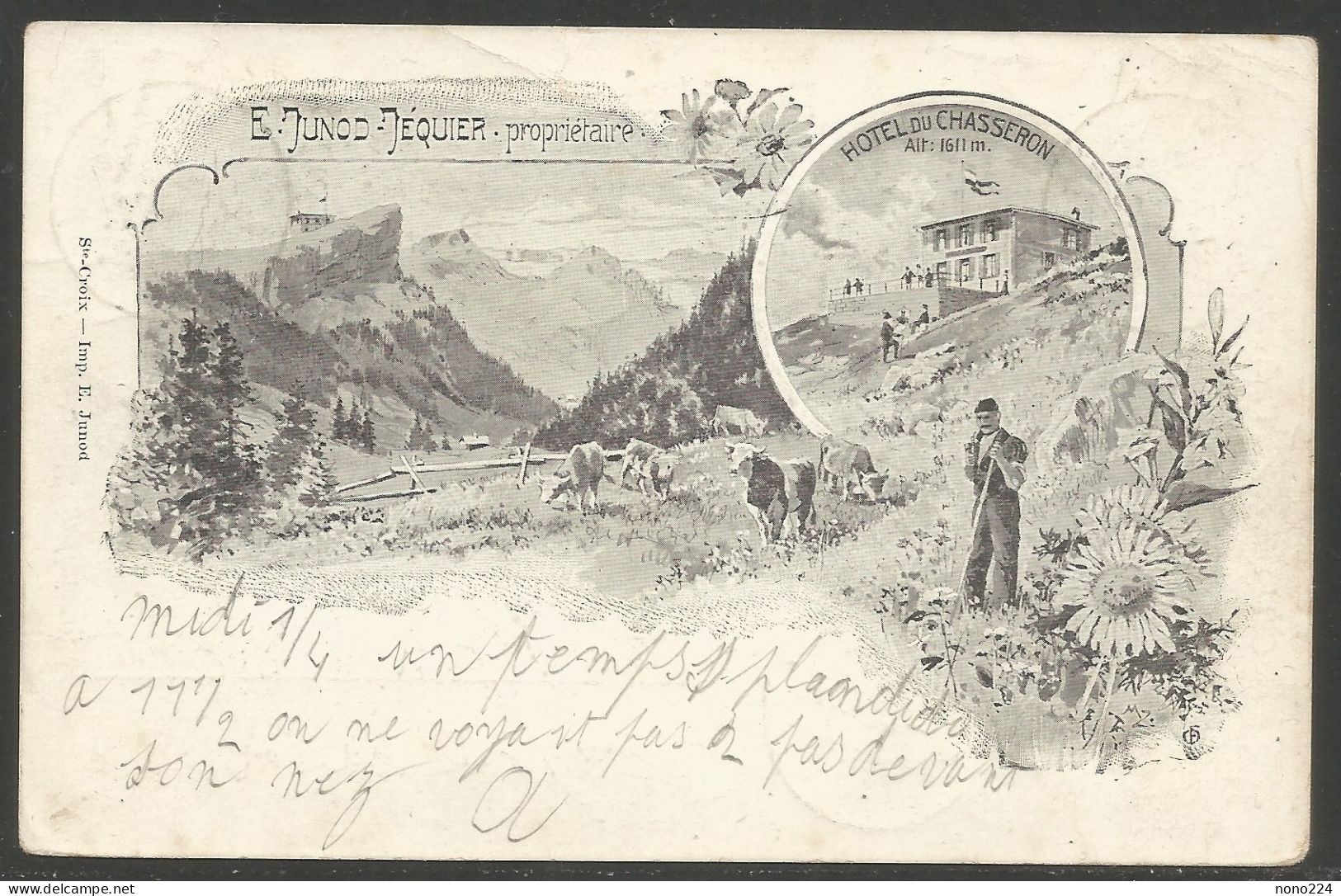 Carte P De 1902 ( Hôtel Du Chasseron ) - Sainte-Croix 