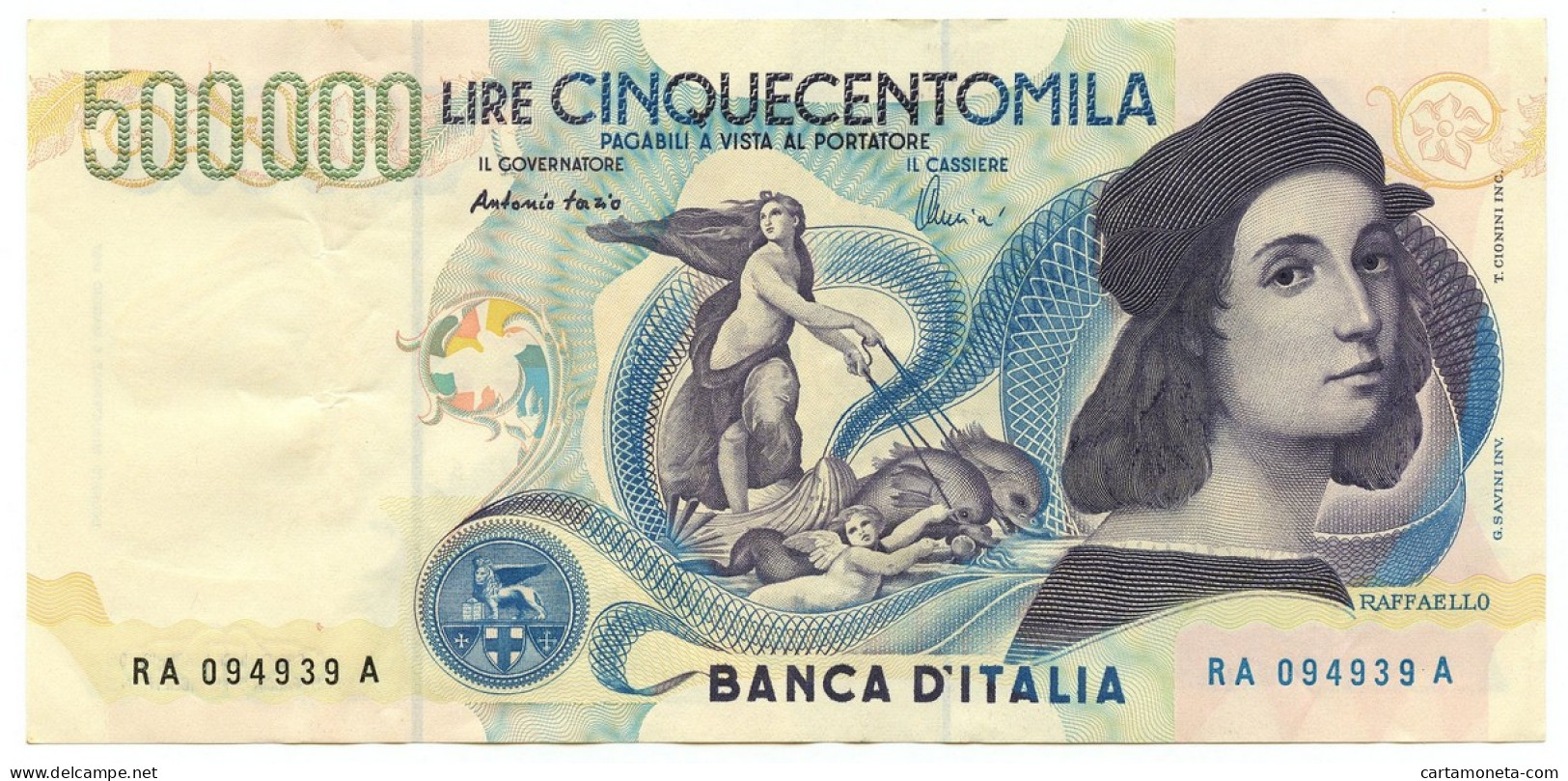 500000 LIRE BANCA D'ITALIA RAFFAELLO LETTERA A 13/05/1997 SPL/SPL+ - Altri & Non Classificati