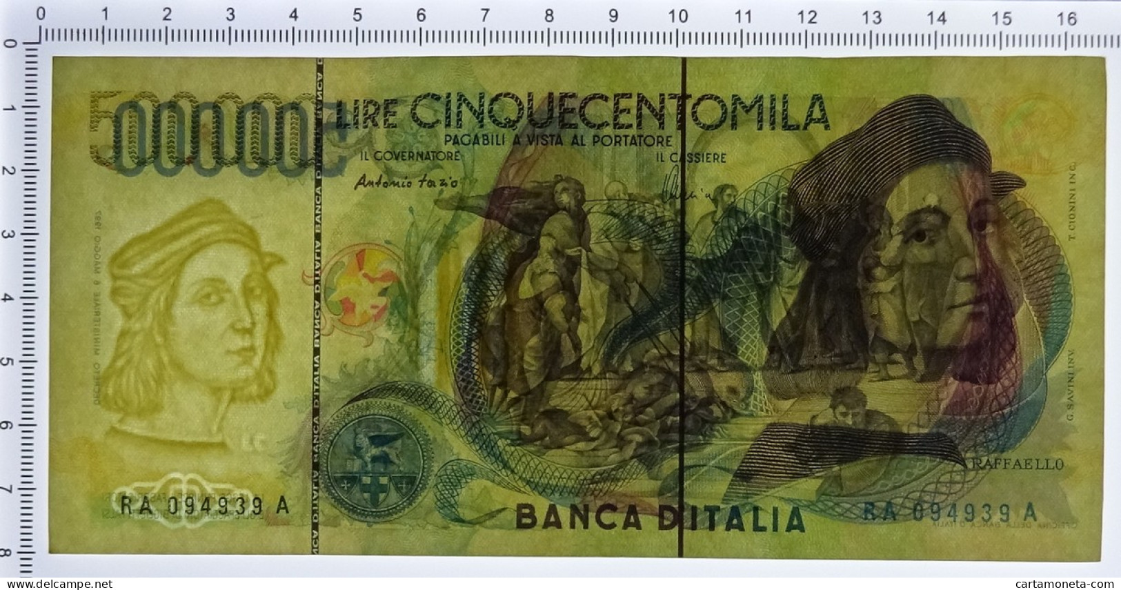 500000 LIRE BANCA D'ITALIA RAFFAELLO LETTERA A 13/05/1997 SPL/SPL+ - Andere & Zonder Classificatie