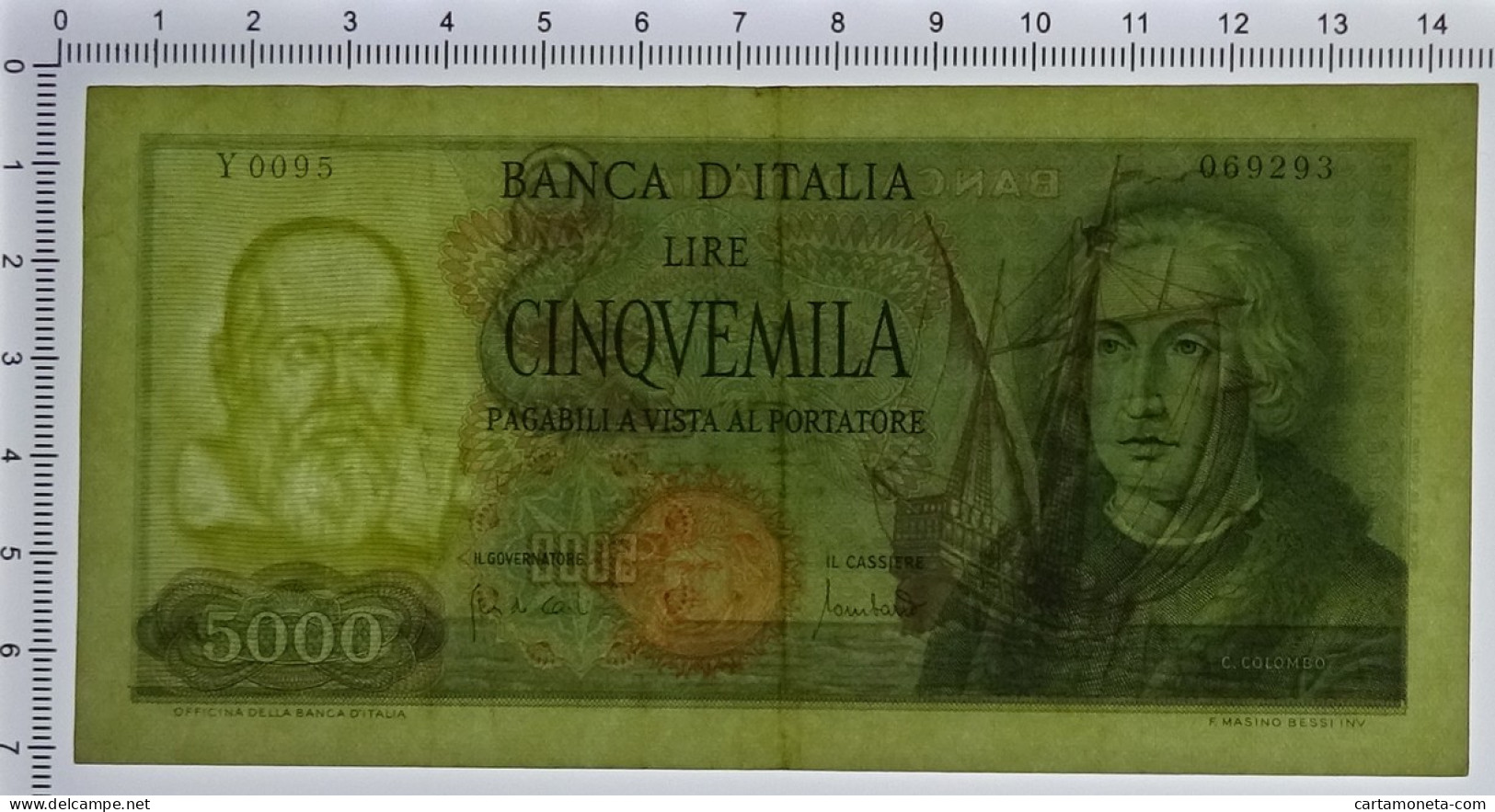 5000 LIRE CRISTOFORO COLOMBO I TIPO MEDUSA 20/01/1970 BB+ - Autres & Non Classés