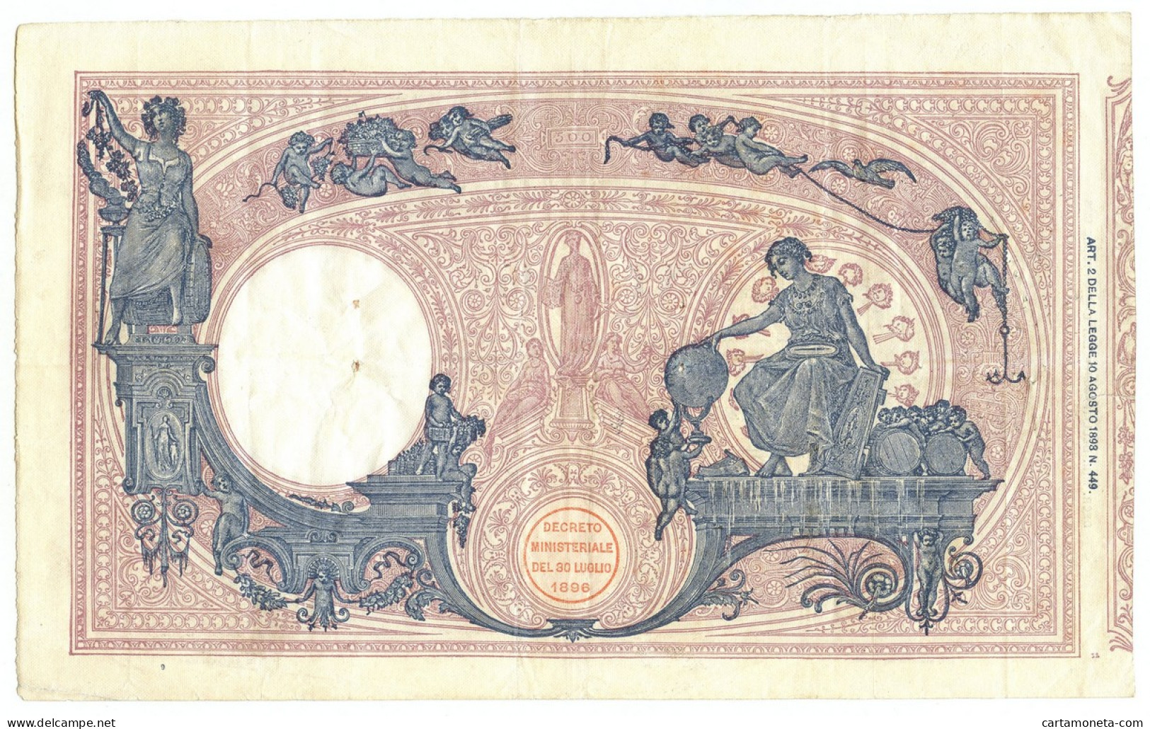500 LIRE BARBETTI GRANDE C MATRICE LATERALE TESTINA DECRETO 11/04/1907 BB/BB+ - Regno D'Italia – Other