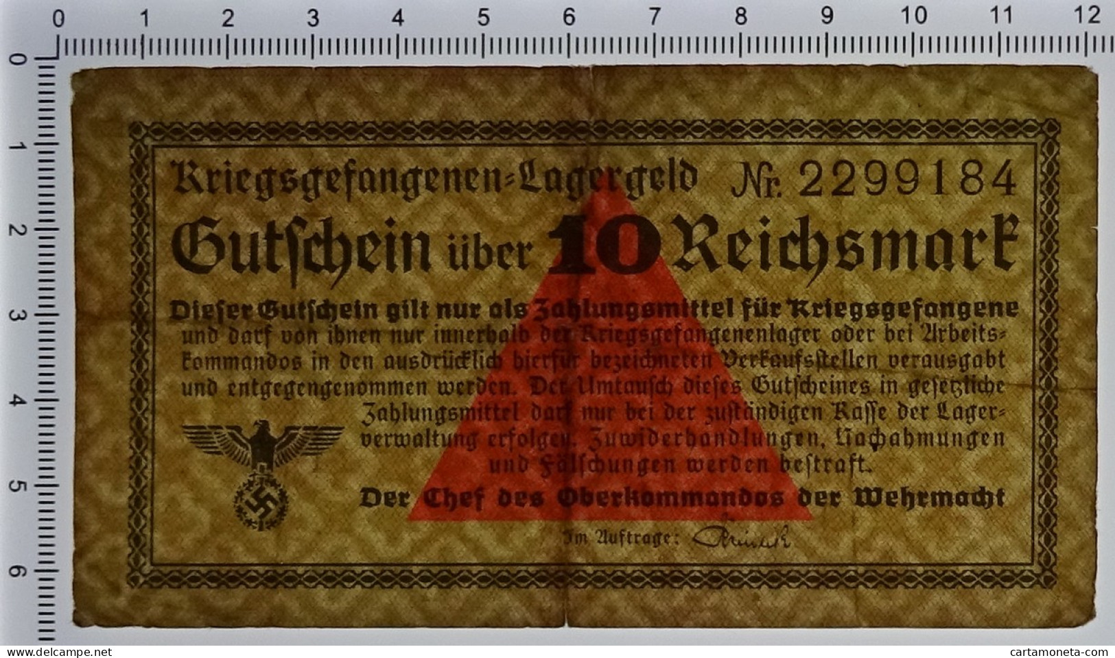 10 REICHSMARK PRIGIONIERI DI GUERRA WWII GERMANIA LAGERGELD 1939-1945 BB - Sonstige & Ohne Zuordnung