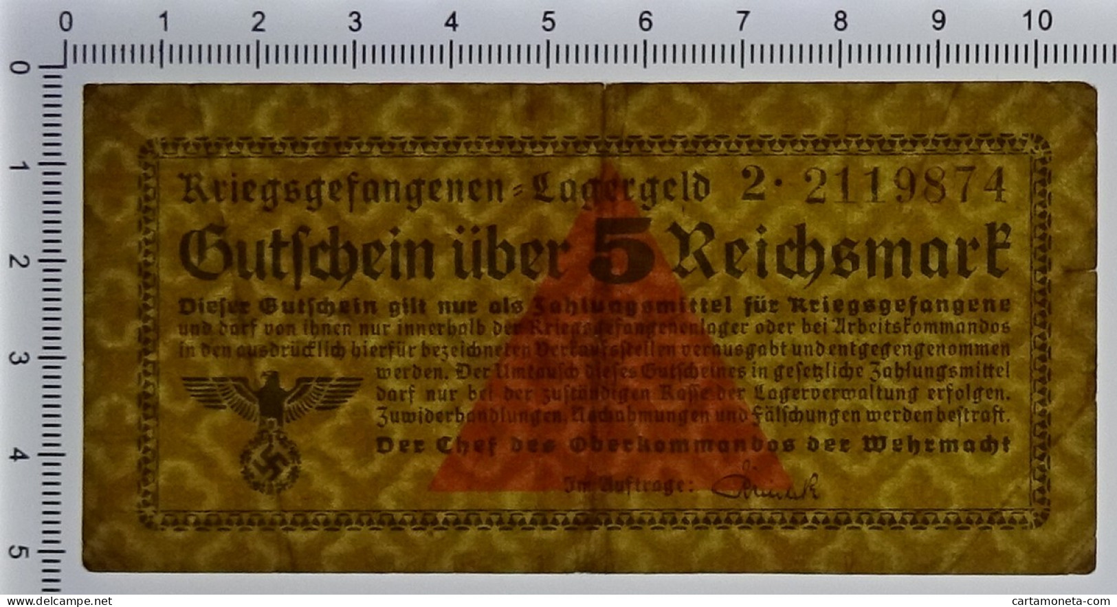 5 REICHSMARK PRIGIONIERI DI GUERRA WWII GERMANIA LAGERGELD 1939-1945 BB/BB+ - Other & Unclassified