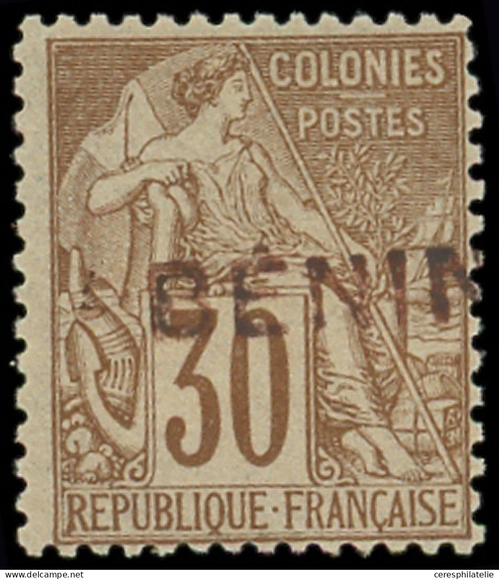 ** BENIN 9A : 30c. Brun, Surcharge ROUGE (oxydée) T IV, TB. C - Other & Unclassified