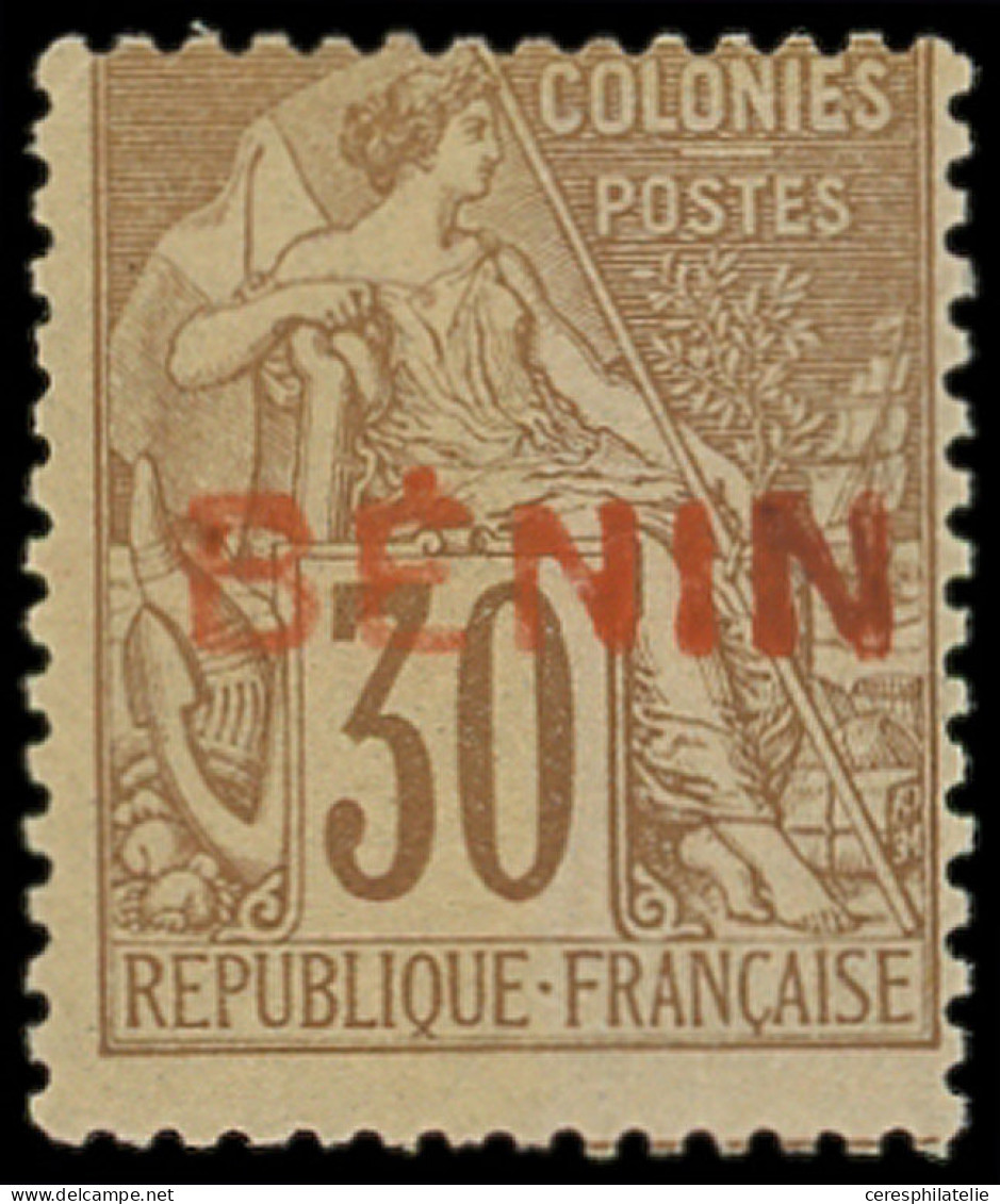 * BENIN 9A : 30c. Brun, Surcharge ROUGE, TB - Other & Unclassified