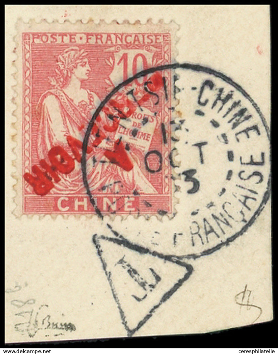 CHINE Taxe 18a : 10c. Rose, Surcharge Rouge RENVERSEE, Obl. S. Fragt, TB. J - Other & Unclassified