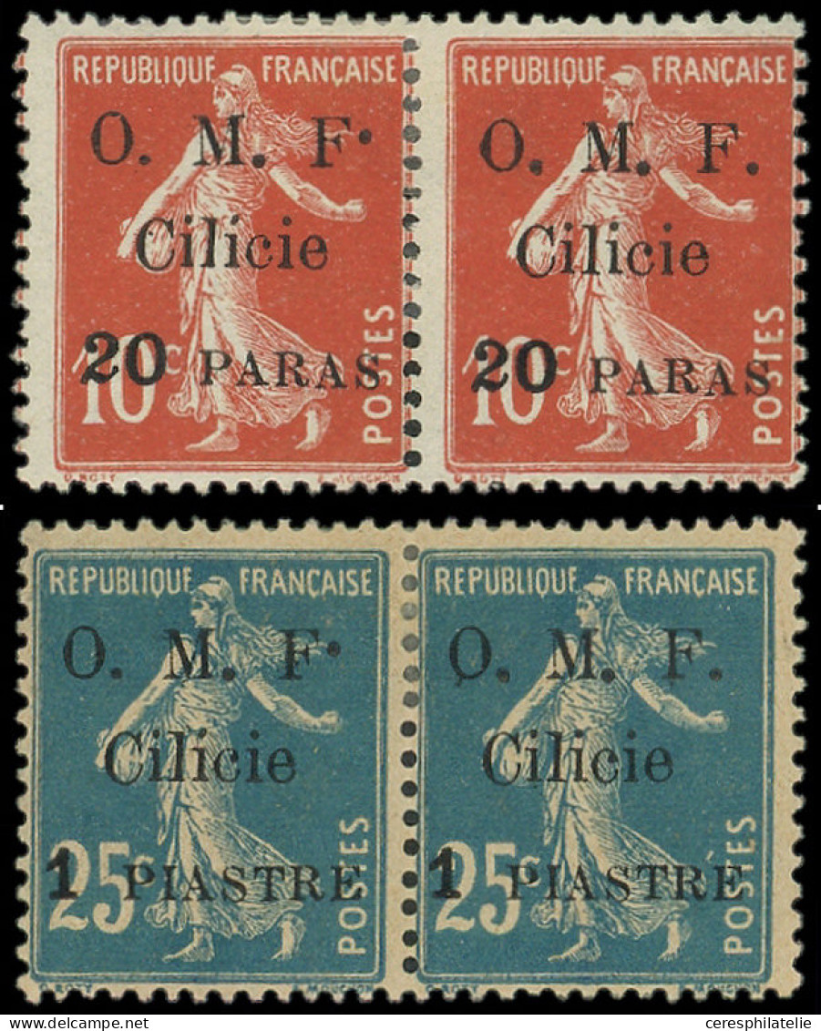 * CILICIE 82c Et 83b : 20pa. Sur 10c. Rouge Et 1pi. Sur 25c. Bleu, Point Après F Plus Haut Tenant à Normal, TB - Sonstige & Ohne Zuordnung