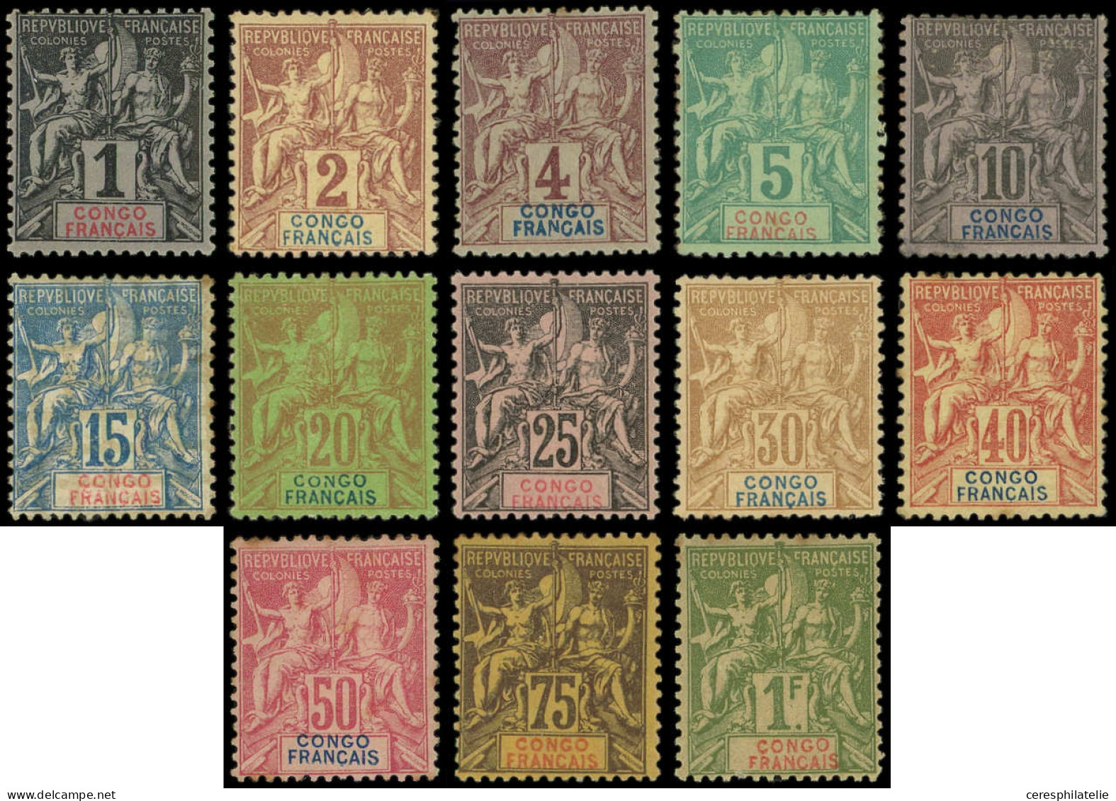 * CONGO 12/24 : Série Groupe De 1892, Petites Rousseurs, TB - Sonstige & Ohne Zuordnung