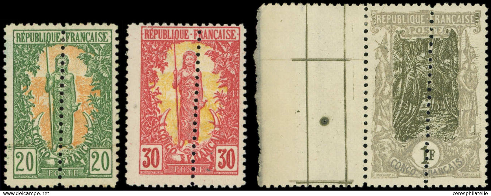 * CONGO 33b, 35b Et 39b, PIQUAGE à Cheval Vertical, TB - Altri & Non Classificati