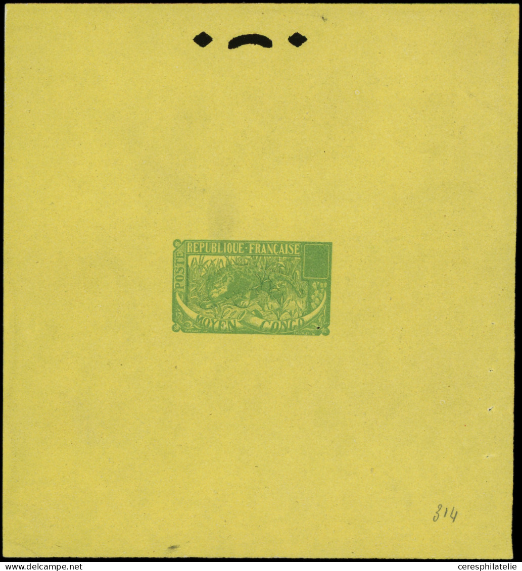 CONGO Type Panthère De 1907, épreuve D'artiste En Vert Sur Jaune, Sans Faciale, TB - Autres & Non Classés