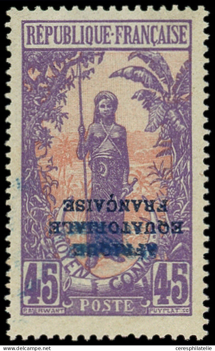 ** CONGO 83a : 45c. Violet Et Rouge, Surcharge RENVERSEE, TB - Andere & Zonder Classificatie