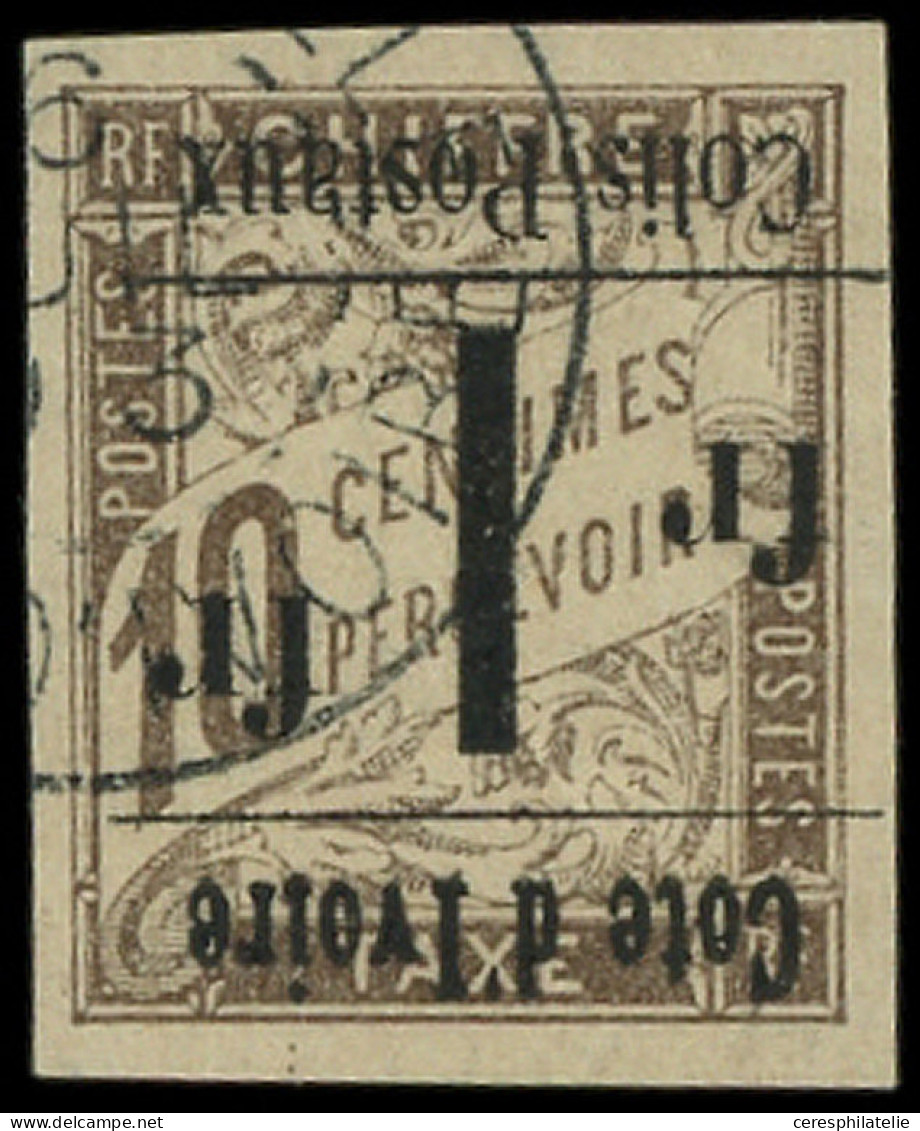 COTE D'IVOIRE Colis Postaux 8Ac : 1f. Sur 10c. Brun, Surcharge RENVERSEE, Sans Accent Sur O De Côte, Obl., TB - Sonstige & Ohne Zuordnung