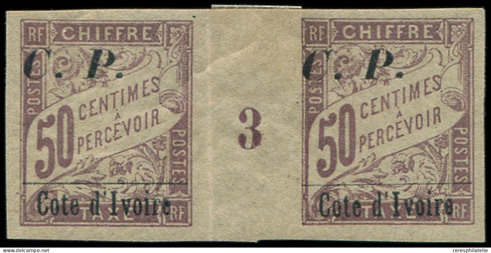 * COTE D'IVOIRE Colis Postaux 12 : 50c. Lilas, PAIRE Mill.3, Pli Sur Intervalle, Sinon TB - Autres & Non Classés