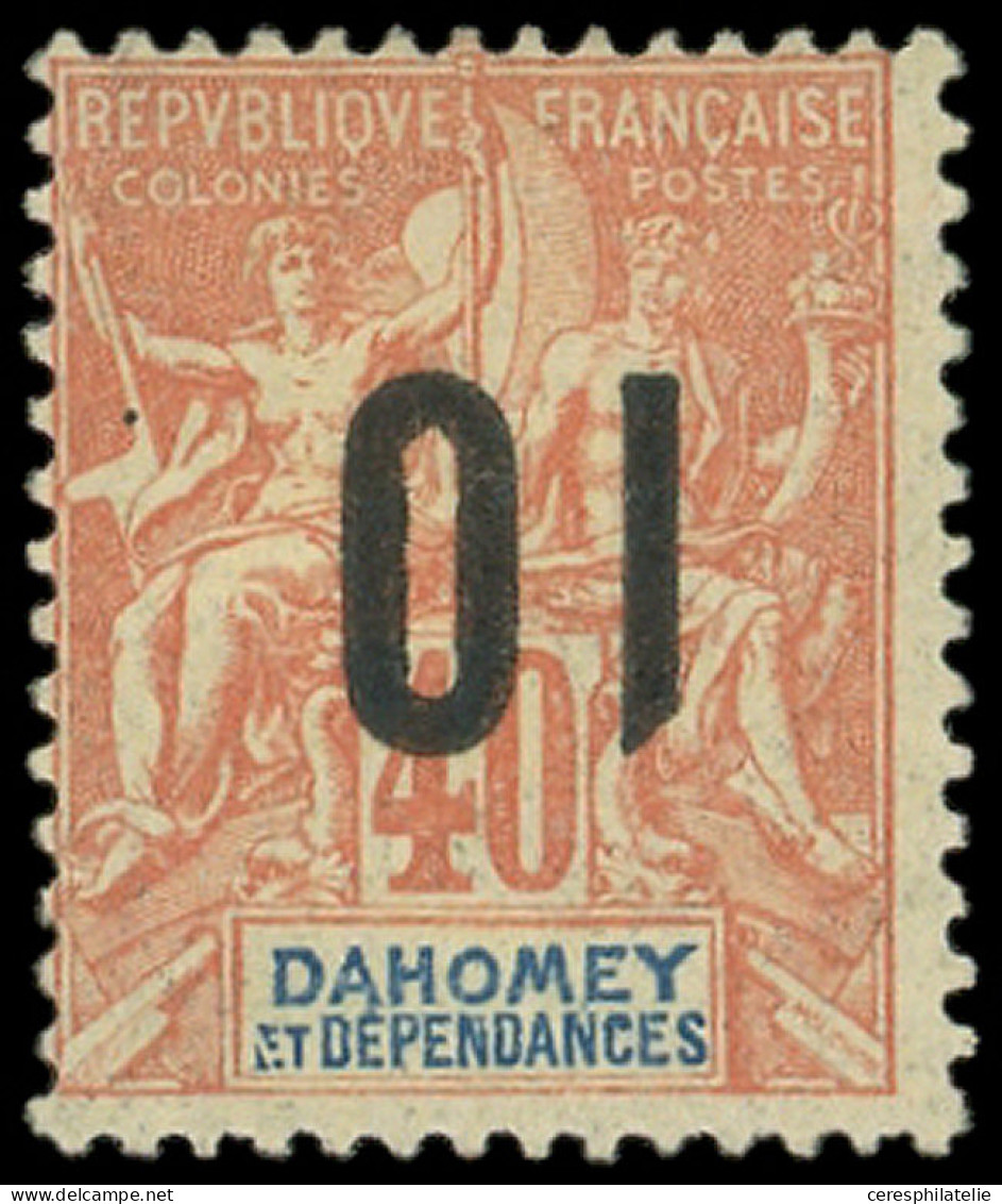 * DAHOMEY 39a : 10 Sur 40c. Rouge-orange, Surcharge RENVERSEE, TB. J - Andere & Zonder Classificatie