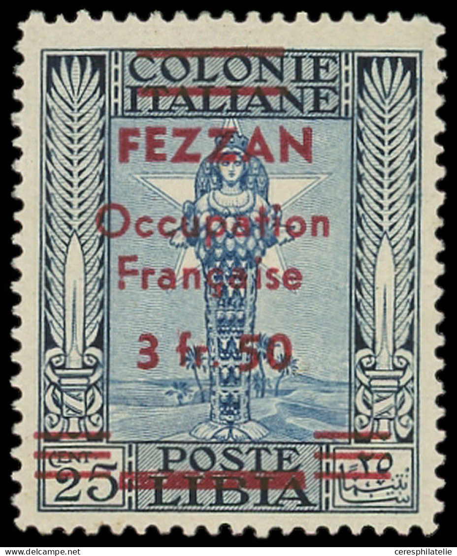 * FEZZAN 6a : 3f50 Sur 25c. Bleu Et Outremer, F De Française Cassé, TB - Other & Unclassified