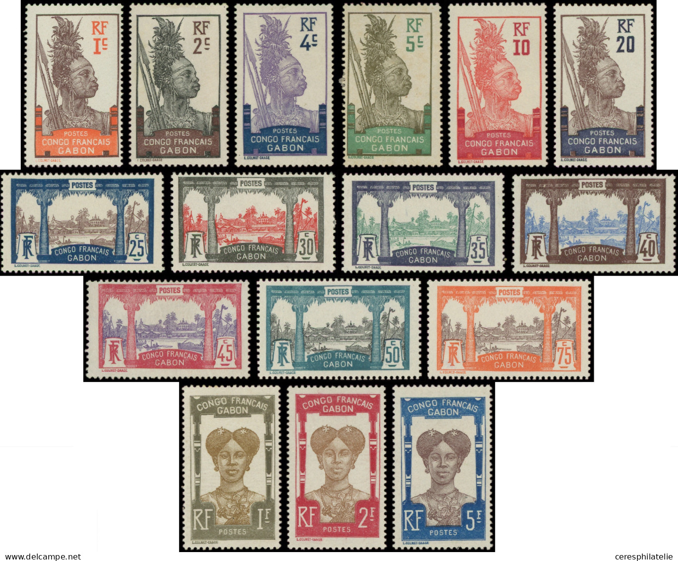 * GABON 33/48 : Série Courante De 1910, Congo Français-Gabon, TB - Other & Unclassified