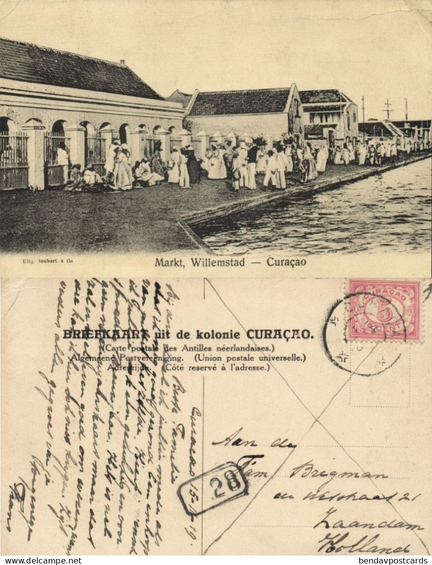 Curacao, D.W.I., WILLEMSTAD, Market (1919) Joubert & Co. Postcard - Curaçao