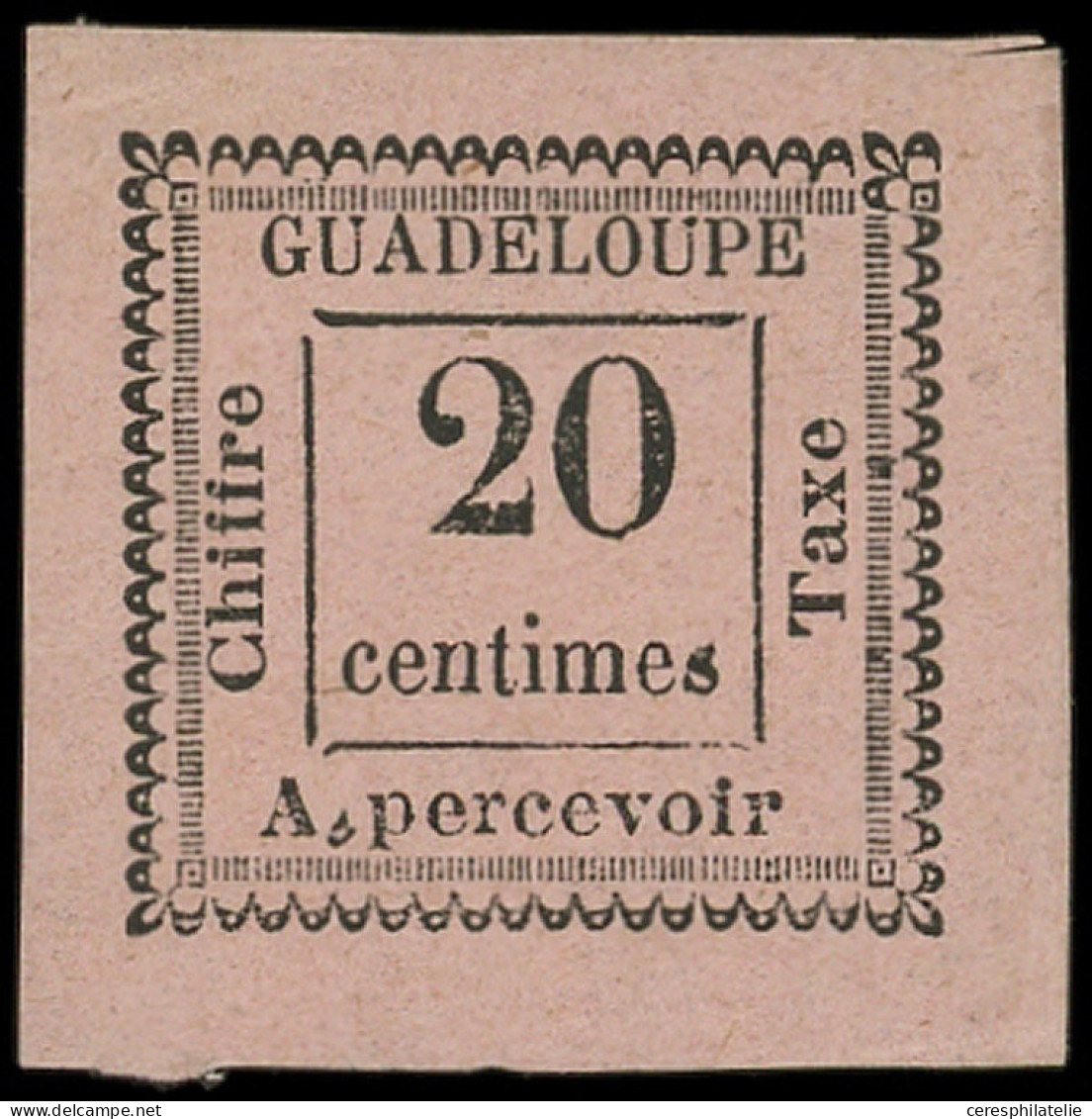 * GUADELOUPE Taxe 9 : 20c. Rose, T V, TB, Cote Maury - Autres & Non Classés