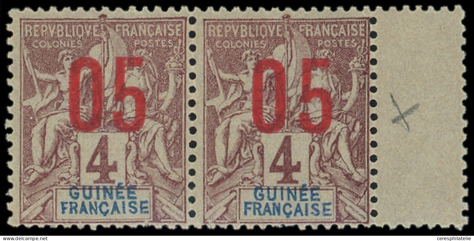 ** GUINEE 49Aa : 05 Sur 4c., Surch. CHIFFRES ESPACES, Tenant à Normal, TB - Andere & Zonder Classificatie