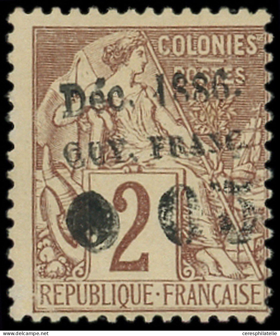 (*) GUYANE 2b : 0 05 Sur 2c. Brun, DOUBLE Surcharge, TB. Br - Other & Unclassified