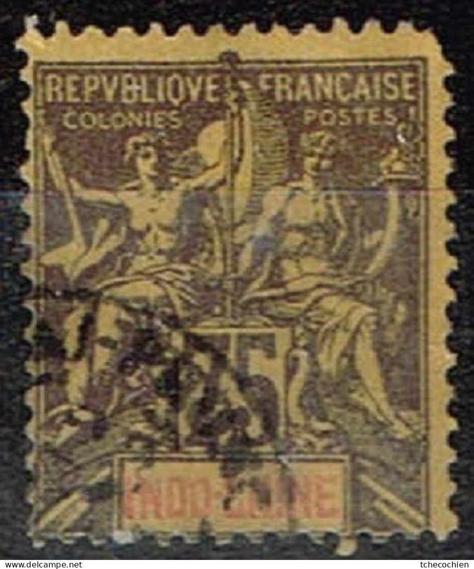 Indochine - 1892 - Y&T N° 14 Oblitéré. Coin Supérieur : Une Dent Manquante - Gebraucht