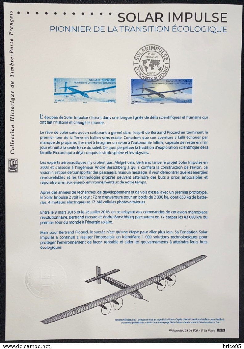 France - Document Philatélique - Premier Jour - FDC - YT N° 5505 - Solar Impulse - 2021 - 2020-…