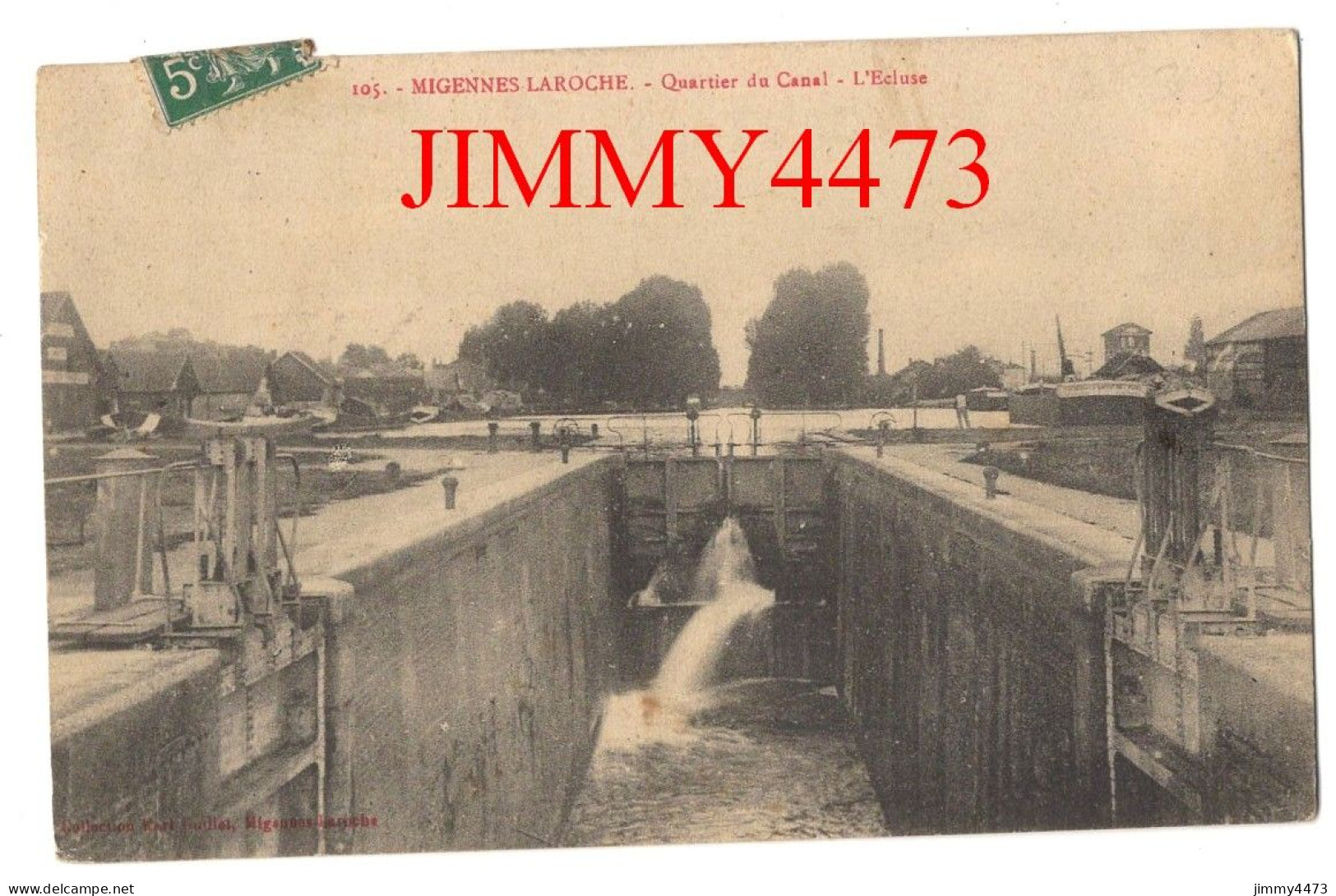 CPA - MIGENNES-LA ROCHE En 1912 - Quartier Du Canal - L' Ecluse - N° 105 - Edit. Lib.-Papeterie Karl Gui'lot - Migennes