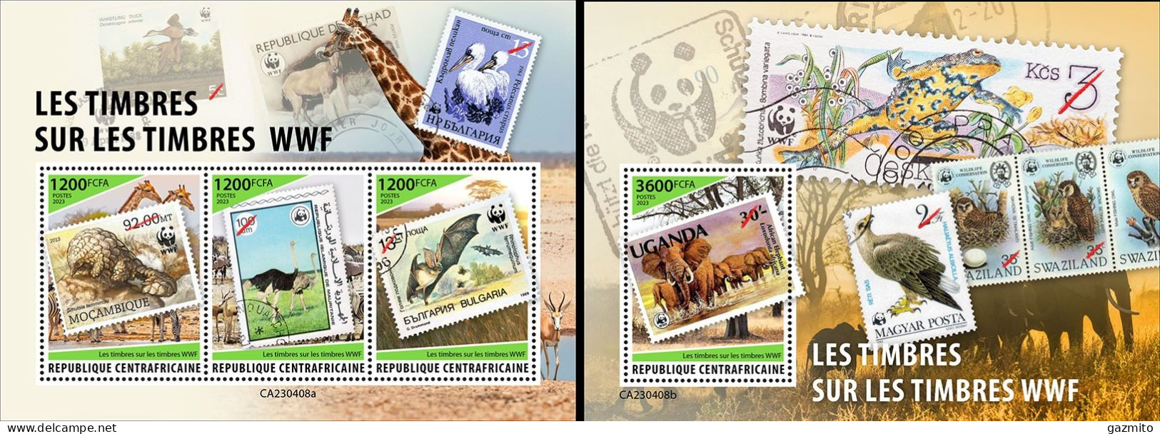 Centrafrica 2023, WWF On Stamps, 3val In BF+BF - Neufs