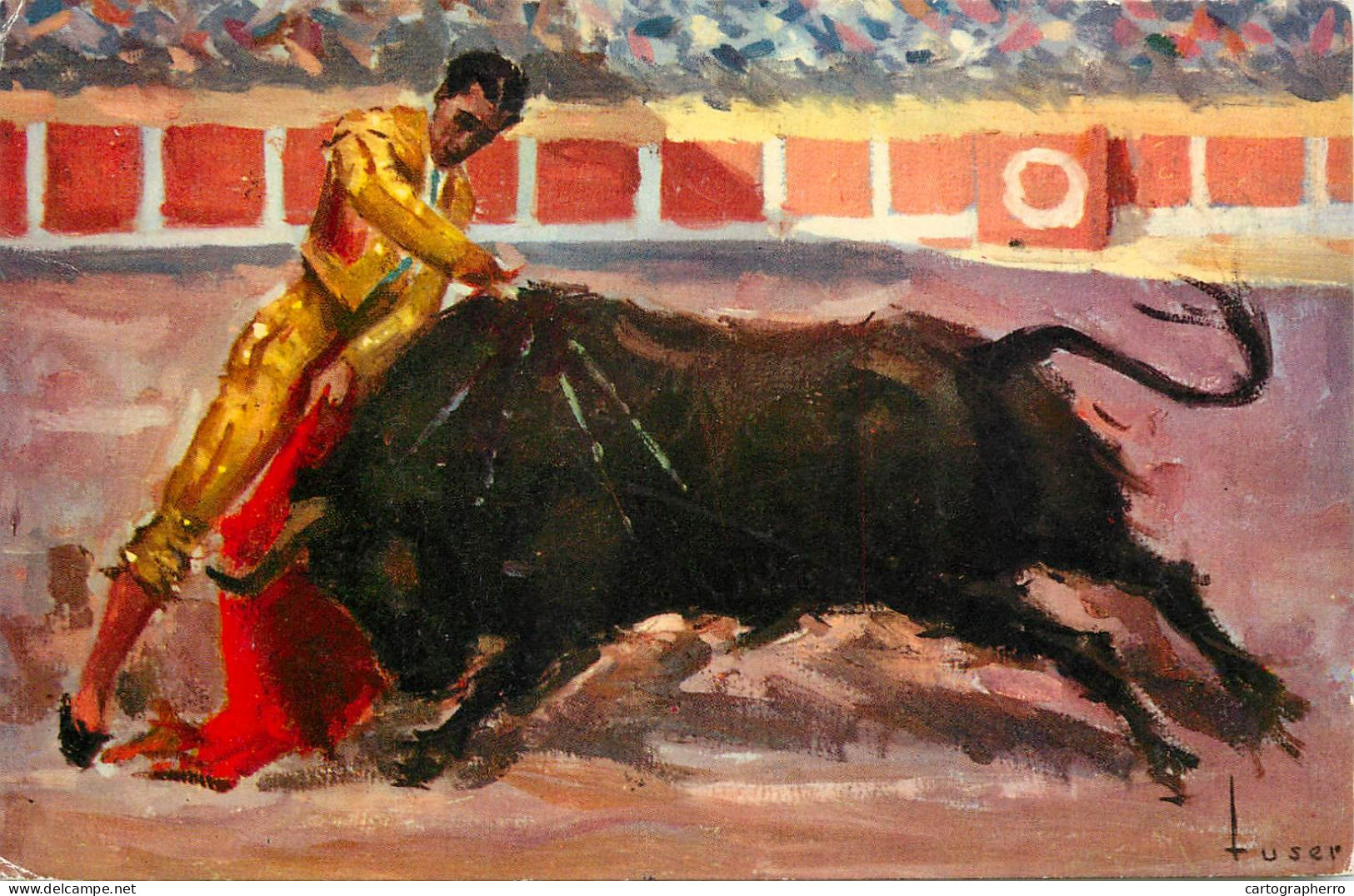 Spain Bull Fight Signed Drawing - Malerei & Gemälde