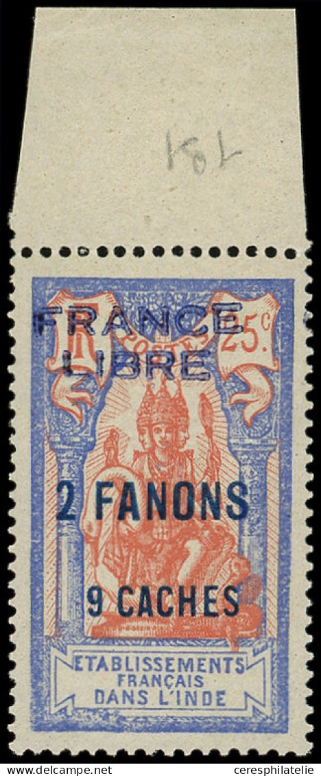 ** INDE 131 : 2fa.9ca. Sur 25c. Outremer Et Rouge-orange, Surch. FRANCE LIBRE, Bdf, TB - Autres & Non Classés