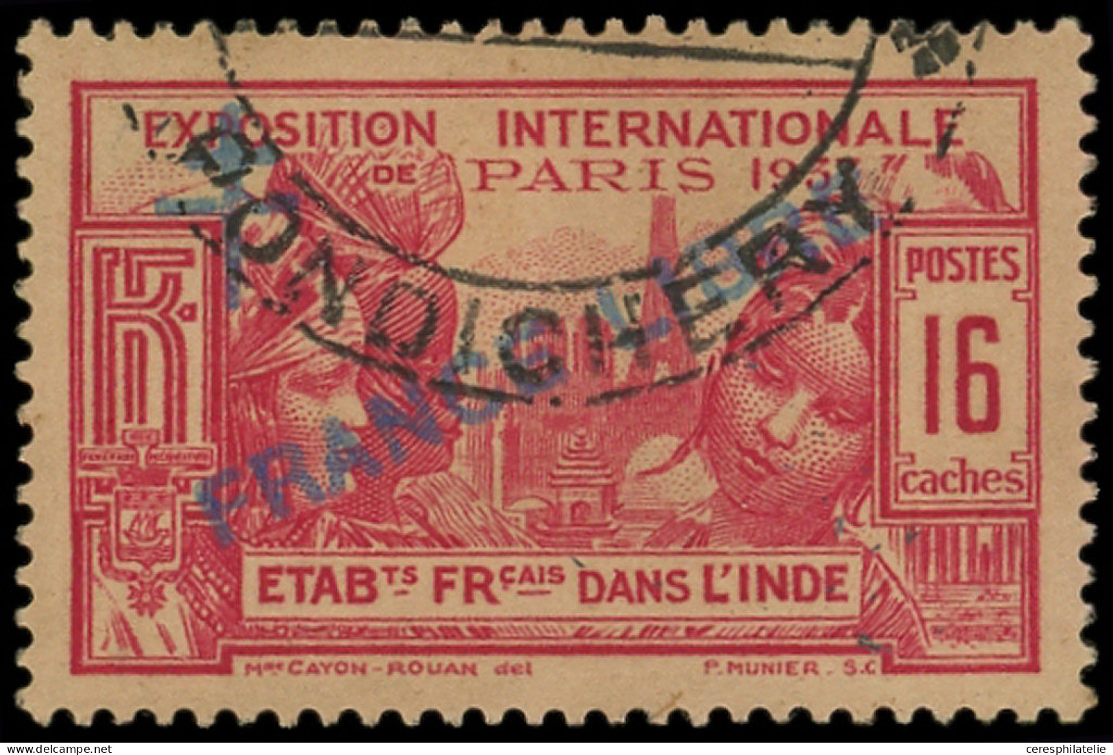 INDE 172 : 16ca. Rose Carminé, FRANCE LIBRE, Obl., TB - Andere & Zonder Classificatie